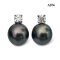 9.0 mm and 9.2 mm, Tahitian Pearl, Four Prongs Moissanite Dot Pearl Stud Earrings