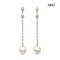 Approx. 12.0 mm, White South Sea Pearl, CZ Long Stripe Dangle Pearl Stud Earrings