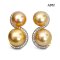 11.0-11.1 and 12.6-12.7 mm, Gold South Sea Pearl, Spirit and Spiral Double Twin Pearl Stud Earrings