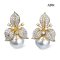 13.2 mm and 13.2 mm, White South Sea Pearl, Lilly Pearl Stud Earring with Omega Earring Backs