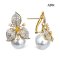 13.2 mm and 13.2 mm, White South Sea Pearl, Lilly Pearl Stud Earring with Omega Earring Backs