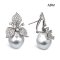 14.4 mm and 14.5 mm, White South Sea Pearl, Lilly Pearl Stud Earring with Omega Earring Backs