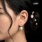 14.0 mm and 14.1 mm, White South Sea Pearl, Oak Leaf Diamond Paved Pearl with Omega Earring Backs
