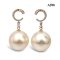 14.0 mm and 14.2 mm, Gold South Sea Pearl, C CZ Dangle Pearl Stud Earrings