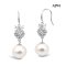 Approx. 10.0 mm, Edison Pearl, Cherry CZ Paved Dangle Pearl Fish Hooks Earrings
