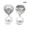 Approx.12.0 mm, White South Sea Pearl, Heart Shape Moissanite Halo Dangle Pearl Stud Earrings