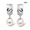 Approx. 8.0 mm, Akoya Pearl, Front Sail CZ Pearl Stud Earrings