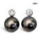 11.8 mm and 11.9 mm, Tahitian Pearl, CZ Dot Pearl Stud Earrings
