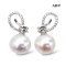 Approx. 10.5 mm up, Edison Pearl, Serpent CZ Paved Pearl Stud Earrings