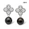 Approx. 10.0 mm, Tahitian Pearl, Flower CZ Dangle Pearl Stud Earrings