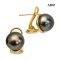 Approx. 9.0 - 10.0 mm, Tahitian Pearl, Pearl Stud Earrings with Omega Backs