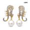 Approx. 3.5 mm up and 10.5 mm up, AK and Edison Pearl, Art Deco Dangle Pearl Omega Backs Stud Earring
