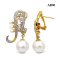 Approx. 3.5 mm up and 10.5 mm up, AK and Edison Pearl, Art Deco Dangle Pearl Omega Backs Stud Earring