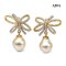 10.6 mm and 10.7 mm, Brown Sugar, South Sea Pearl, Bow Moissanite Paved Dangle Pearl Stud Earrings