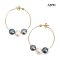 7.5 - 8.0 mm, Akoya and Tahitian Pearl, Hoop Triple Pearl Earrings