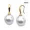 12.0 mm and 12.0 mm, White South Sea Pearl, Fish Hooks Dangle Pearl Earrings