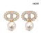 Approx. 8.0 mm, Akoya Pearl, CD CZ Paved Pearl Stud Earrings