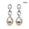 9.6 mm and 9.8 mm, Gold South Sea Pearl, Link Chain Dangle Pearl Stud Earrings