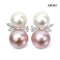 Approx. 10.0 mm and 13.0 mm, Edison Pearl, Double CZ Pearl Stud Earrings