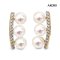 Approx. 5.5 mm up, AK Pearl, CZ Bar Triple Pearl Stud Earrings