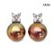 9.7 mm and 9.8 mm, Special Color, Edison Pearl, Flower CZ Pearl Stud Earrings