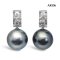 16.6 mm and 16.6 mm, Tahitian Pearl, GG CZ Paved Dangle Pearl Stud Earrings