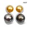 Approx. 12.0 mm and 15.0 mm, Gold South Sea and Tahitian Pearl, Spirit & Spiral Double Pearl Stud Earrings