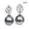 Approx. 15.0 mm, Tahitian Pearl, Lotus CZ Paved Dangle Pearl Stud Earrings