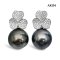Approx. 15.0 - 16.0 mm, Tahitian Pearl, Umiko CZ Paved Dangle Pearl Stud Earrings
