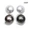Approx. 11.0 - 12.0 mm and 14.0-15.0 mm, White South Sea Pearl and Tahitian Pearl, Spirit and Spiral Double Pearl Stud Earrings