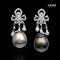 4.0 - 18.0 mm and 18.4 mm, Jumbo Size, Akoya and Tahitian Pearl, Fleur-de-lis Dangle Pearl Stud Earrings