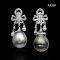 4.0 - 18.0 mm and 18.4 mm, Jumbo Size, Akoya and Tahitian Pearl, Fleur-de-lis Dangle Pearl Stud Earrings