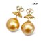 Approx. 13.0 mm, Gold South Sea Pearl, Pearl Stud Earrings