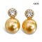 Approx. 9.0 mm, Gold South Sea Pearl, CZ Dot Pearl Stud Earrings