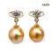 Approx. 8.0 mm, Gold South Sea Pearl, The Saturn Dangle Pearl Stud Earrings
