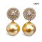 Approx. 12.0 mm, Gold South Sea Pearl, The Wheels Dangle Pearl Stud Earrings
