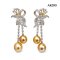 8.7-8.9 mm and 9.8-9.8 mm, Gold South Sea Pearl, Icy Bow Dangle Pearls Stud Earrings
