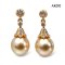 Approx. 9.0 mm, Gold South Sea Pearl, Diamond Dot Dangle Umbrella Cap Pearl Stud Earrings