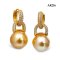 Approx. 11.0 mm, Gold South Sea Pearl, Hoop CZ with Jacket Pearl Earrings