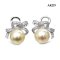 Approx. 10.0 mm, Gold South Sea Pearl, Bow CZ Pearl Stud Earrings