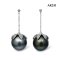 16.0 mm and 16.2 mm, Tahitian Pearl, "Black Tomato" White Topaz Dot Chain Dangle Pearl Stud Earrings