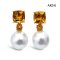 Approx. 11.0 mm, White South Sea Pearl, Citrine Cushion Cut Stud Earrings with Citrine Dot Dangle Pearl Jacket