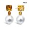 Approx. 11.0 mm, White South Sea Pearl, Citrine Cushion Cut Stud Earrings with Citrine Dot Dangle Pearl Jacket
