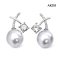 Approx. 9.0 mm, White South Sea Pearl, X CZ & Pearl Stud Earrings