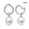 Approx. 11.0 -12.0 mm, White South Sea Pearl, Twisted  Hoops CZ Paved Earrings with Dangle Pearl Jacket
