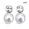 Approx. 10.0 mm, White South Sea Pearl, CZ Cushion Shape Dot Pearl Stud Earrings