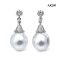 Approx. 11.0 mm, White South Sea Pearl, Petal Cap Dangle Pearl Stud Earrings