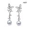 Approx. 9.0-10.0 mm, White South Sea Pearl, Butterfly Dangle Pearl Stud Earrings