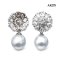 Approx. 9.0-10.0 mm, White South Sea Pearl, Flower CZ Stud Earrings with Dangle Pearl Jacket