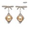Approx. 10.0 mm, Gold South Sea Pearl, Miki Bow Dangle Pearl Stud Earrings